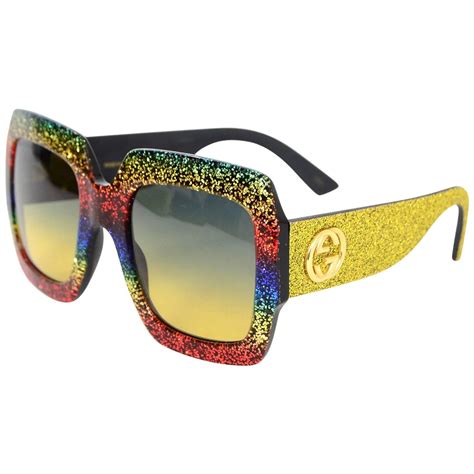 gucci rainbow glitter sunglasses|white gucci sunglasses women.